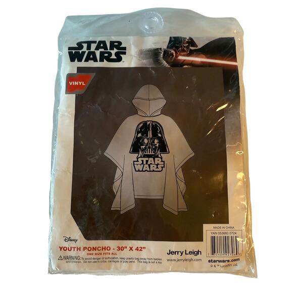 Disney Star Wars Darth Vader Vinyl Youth Poncho One Size - Picture 1 of 2